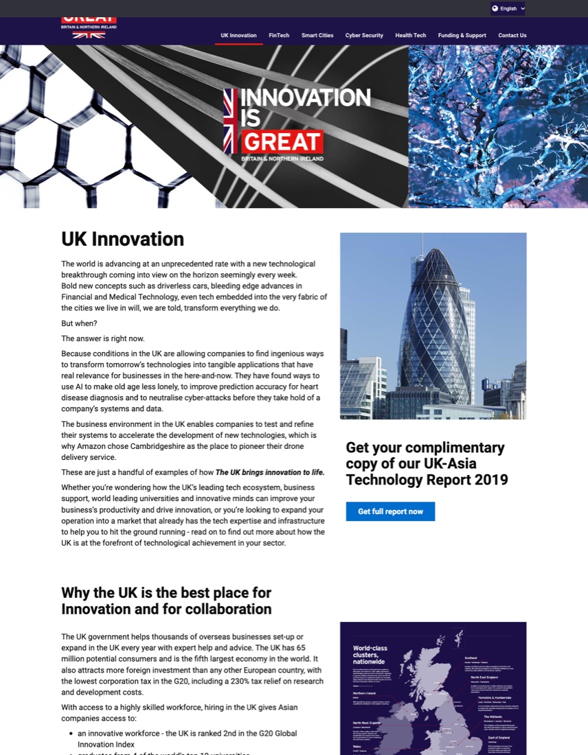 Case: GREAT Campaign — desktop landing page overview